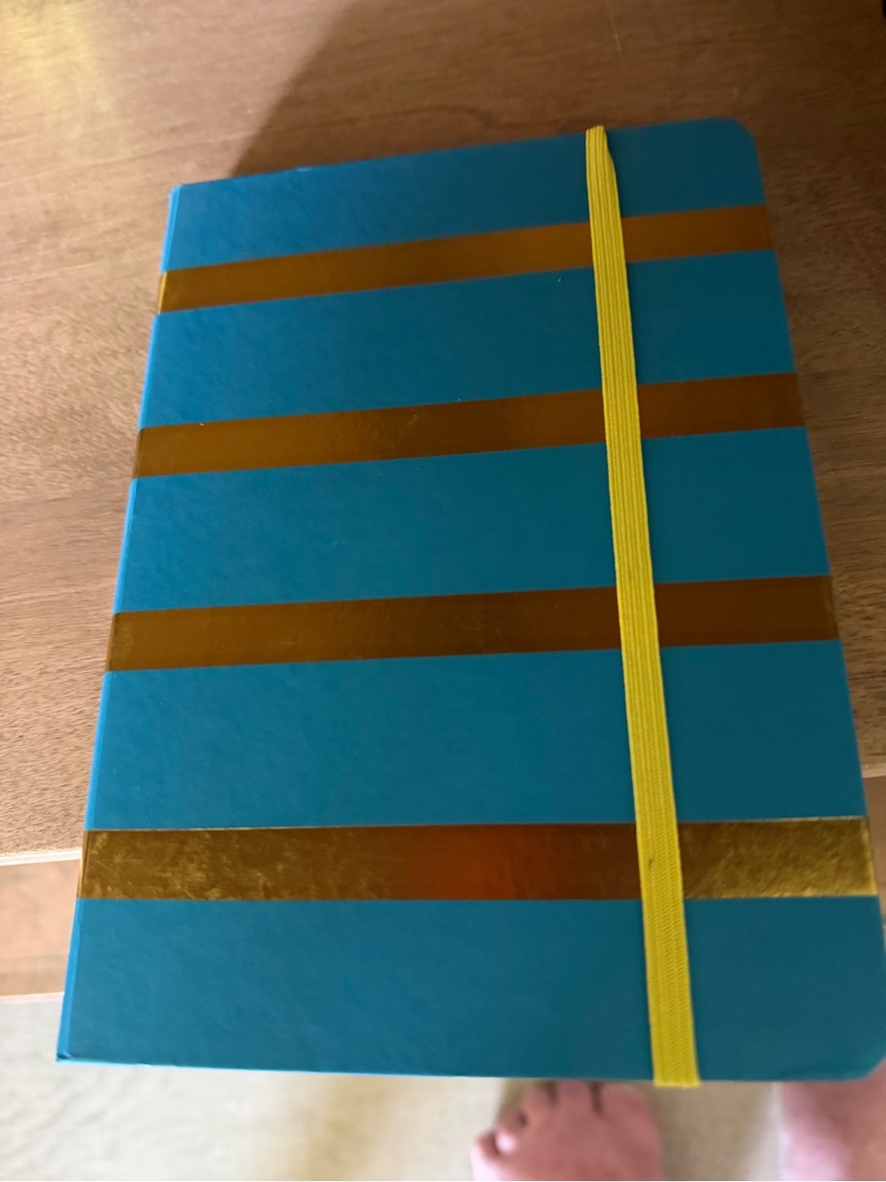 Opalhouse Teal and Gold Striped Notebook with Yellow Elastic